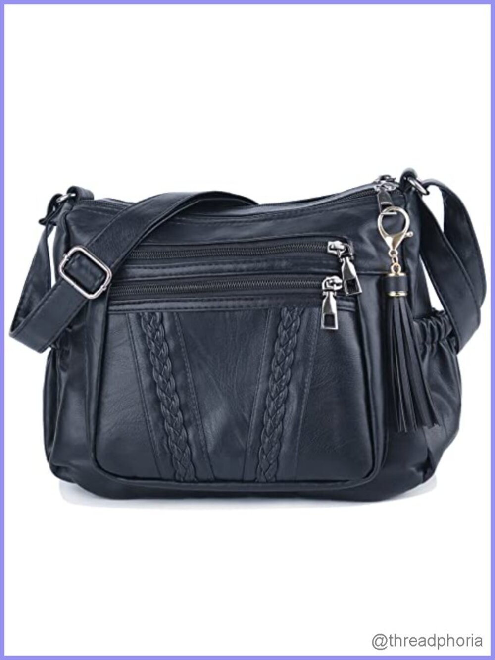 PU Leather Multi Pocket Crossbody Shoulder Bag Women Lightweight Satchel